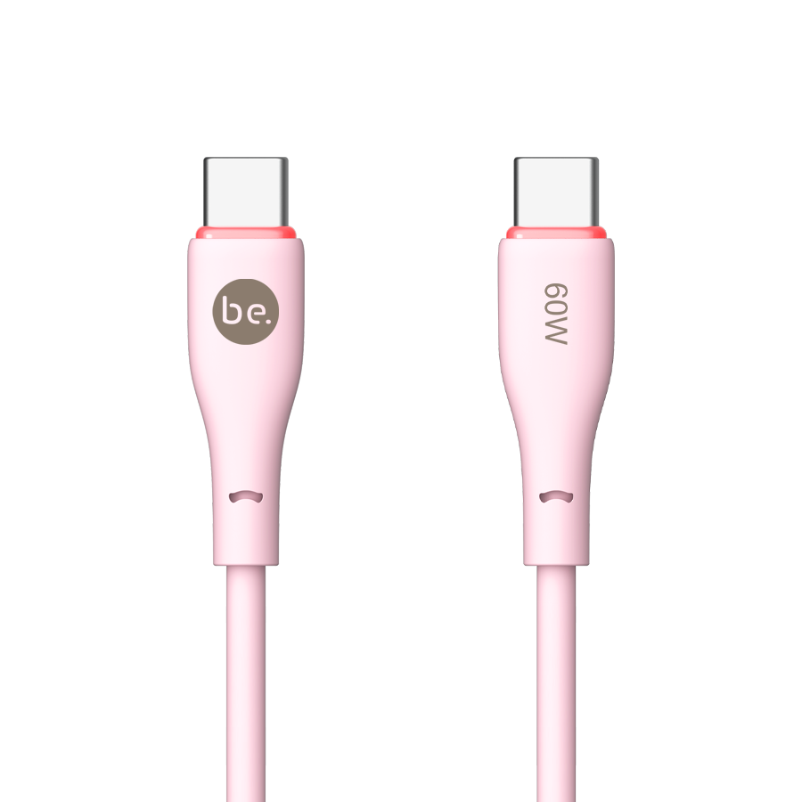 beclad. 60W C to C Silicone Charging Cable Pink BE-PC260PG-GR