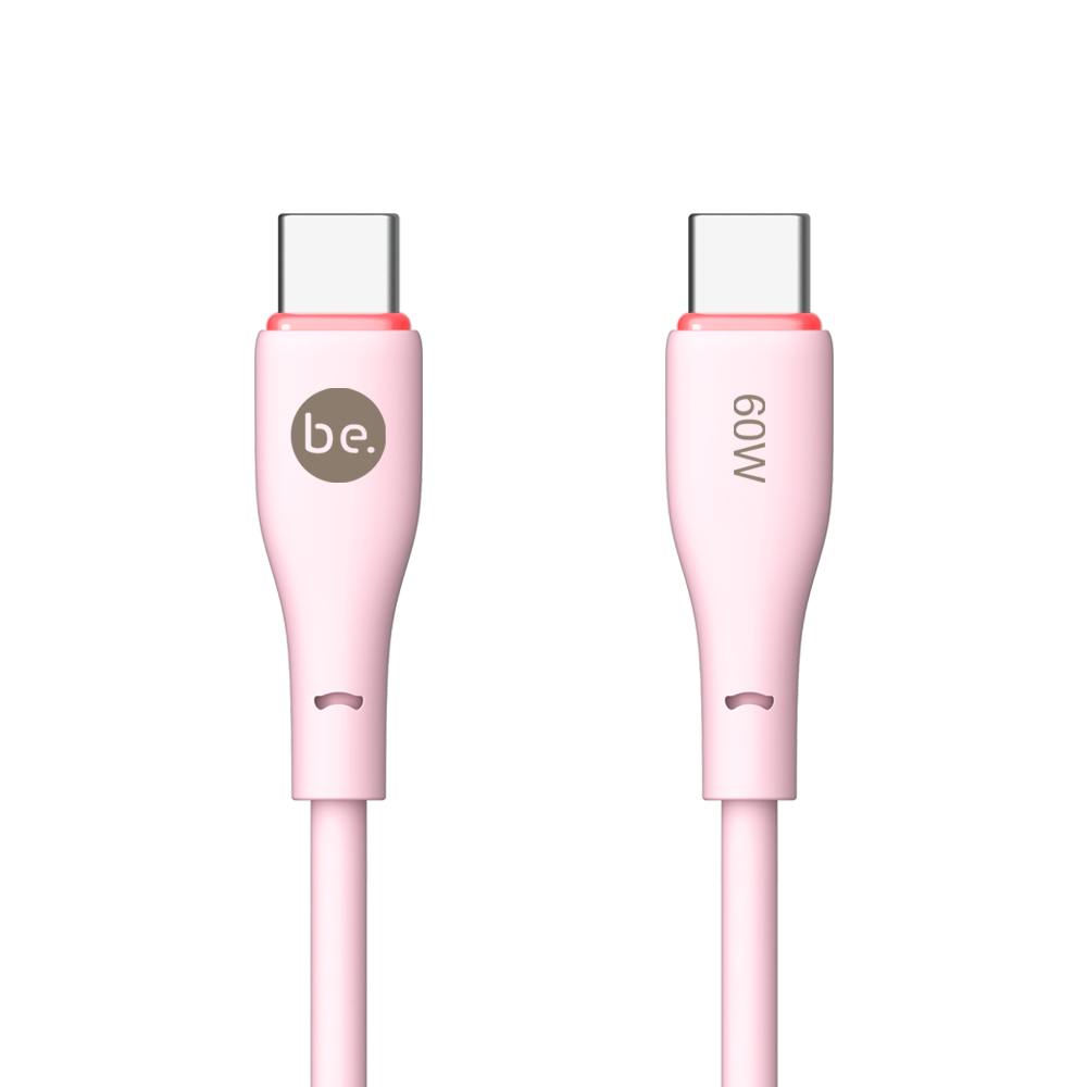 beclad. 60W C to C Silicone Charging Cable Pink BE-PC260PG-GR