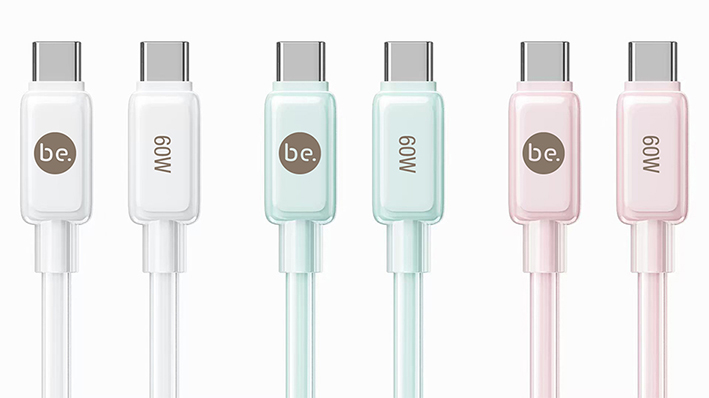 beclad. 60W C to C PVC+ Silicone Charging Cable Pink BE-PC360PG-GR