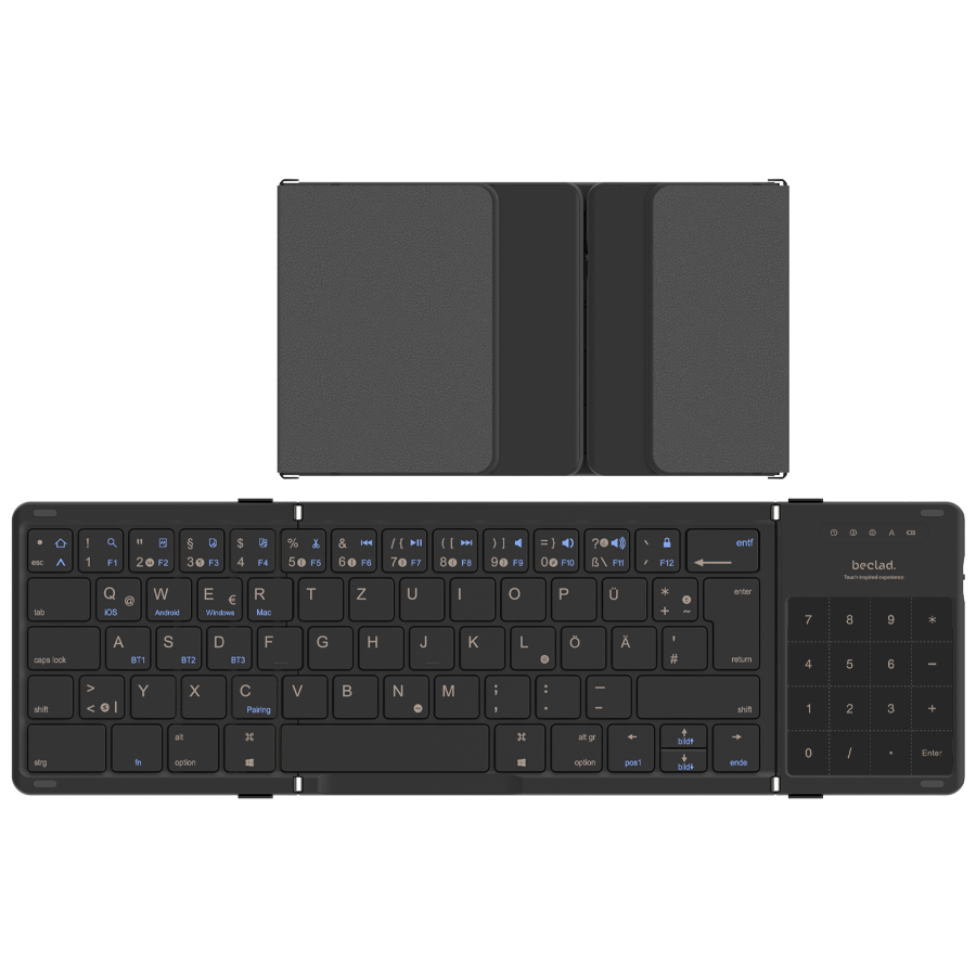 beclad. Foldable Bluetooth Keyboard with Number Pad Black BE-NK301