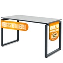 MMX METAL Schreibtisch aus Metall, Hellgrau farbene Platte und schwarzes Gestell, Computertisch, einfache Montage, 140 x 70 x 73 cm