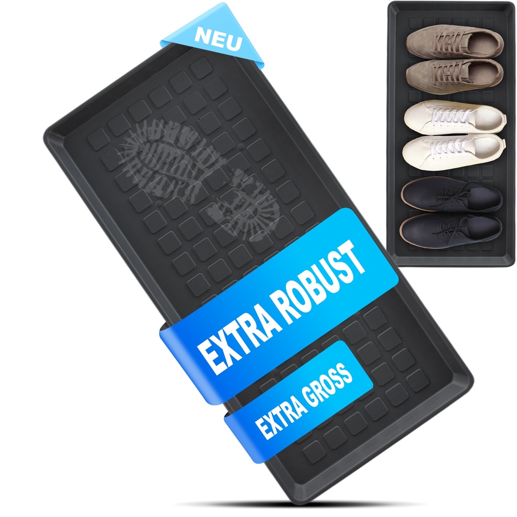 DECOBELLA 1 Stück Schuhabtropfschale | Schuhtablett Grau | 70x35x3 cm Schuhwanne