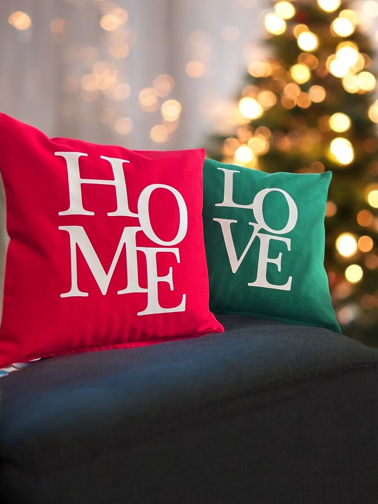 Kissenbezügen – Weihnachten Set aus 2, Rot & Grün, 40x40 cm, Dekorativ kissen