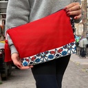 Kulturtasche Damen, Kosmetiktasche Rot, Etnisches Muster, 32x24 cm