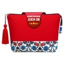 Kulturtasche Damen, Kosmetiktasche Rot, Etnisches Muster, 32x24 cm