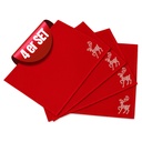 Tischsets Weihnachten, 4er Set Rot Gold Rentier-Stickerei, Abwaschbar 45x35 cm