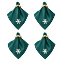 Stoffservietten Weihnachten 4er Set Zümrütgrün Schneeflocken-Stickerei 35x35 cm