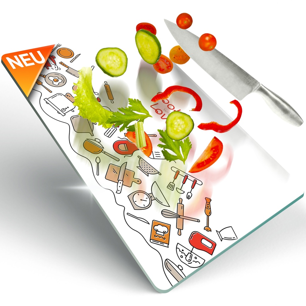 Decovetro Schneidebrett Glas |40x30cm | Glass Cutting Board | Leicht zu reinigen