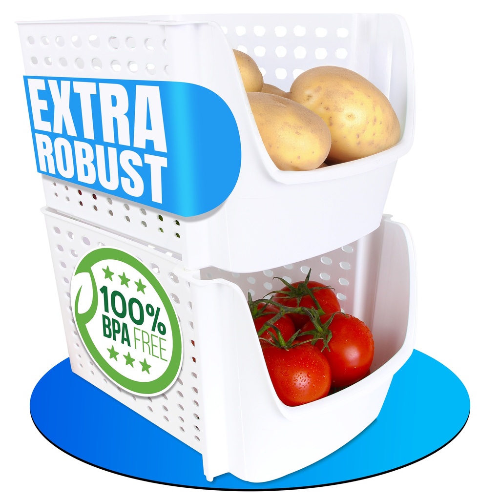 Decobella Gemüseboxen 2 Stück | 29x21,5x15,9 cm | Kühlschrank Aufbewahrungsboxen