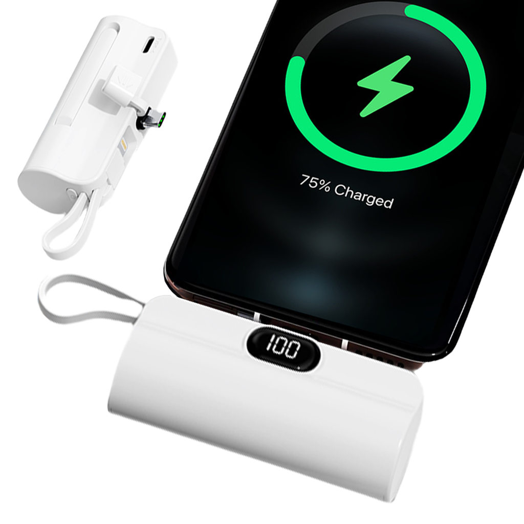 UFUZON Ishiva Mini Power Bank 5000 mAh USB-C, Kabelloses Tragbares Ladegerät