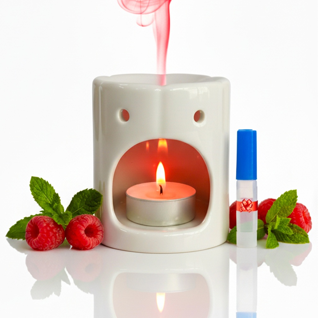 SCENTFUME Keramik Duftlampe Set mit 2ml Duftöl & Teelicht – Aromatherapie