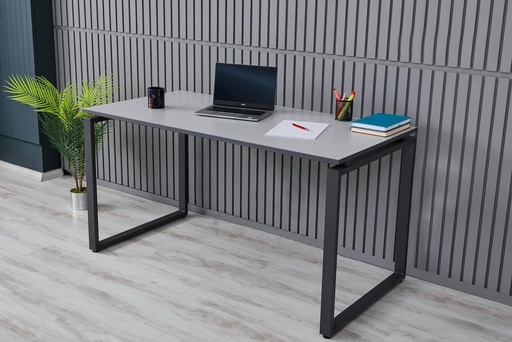 [G-216458] MMX METAL Schreibtisch aus Metall, Hellgrau farbene Platte und schwarzes Gestell, Computertisch, einfache Montage, 140 x 70 x 73 cm