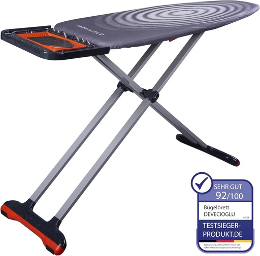 [G-604492] Bügelbrett, Bügeleisen Ablage, Bügelbrettbezug 46x127cm, Höhe 80-105cm, Schwarz