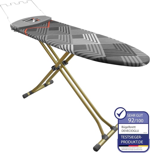 [G-384429] Bügelbrett, Bügeleisen Ablage, Bügelbrettbezug 43x150cm, Höhe 60-90cm, Grau