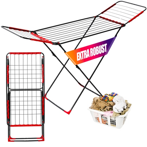 [G-465487] Devecioğlu Wäscheständer 20m Kapazität, Ausziehbar, Platzsparend, Schwarz