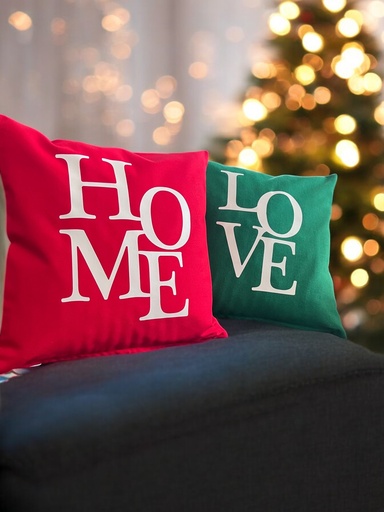 [G-918341] Kissenbezügen – Weihnachten Set aus 2, Rot & Grün, 40x40 cm, Dekorativ kissen