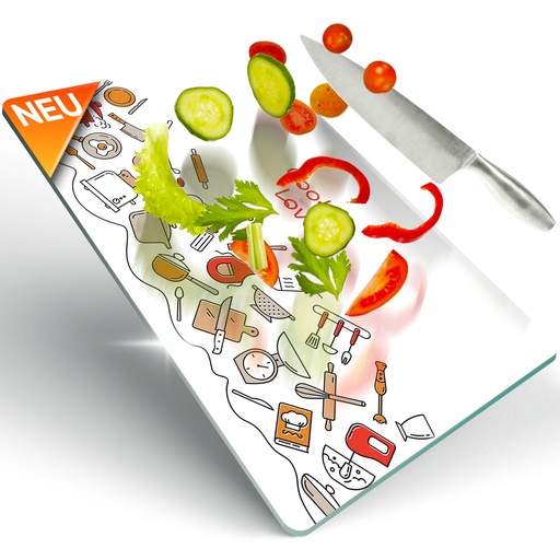 [G-310803] Decovetro Schneidebrett Glas |40x30cm | Glass Cutting Board | Leicht zu reinigen