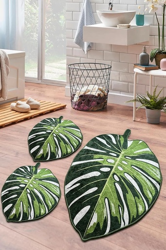 [G-247238] Miqna 3-tlg. rutschfeste Badteppich Set, waschbar | 60x100 | 50x60 | 50x60cm