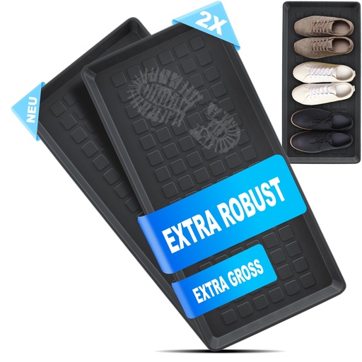 [G-956408] DECOBELLA 2 Stück Schuhabtropfschale | Schuhtablett Grau | 70x35x3 cm Schuhwanne