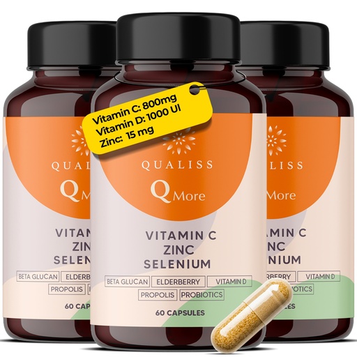 [G-920046] Qualiss® 3 Stück Vitamin C | Immunsystem stärken Erwachsene | insgesamt 180 Kapseln