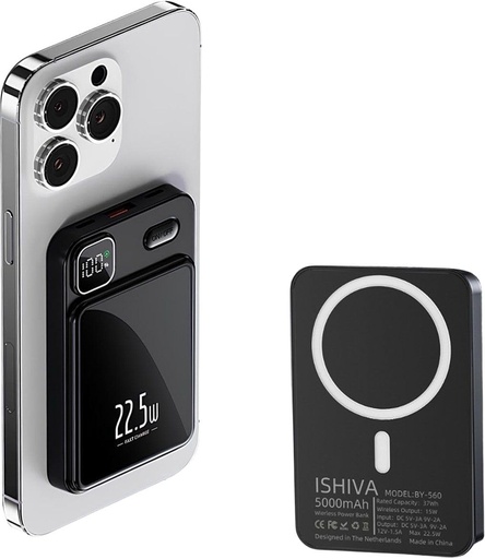 [G-202344] UFUZON Ishiva Magnetische Kabellose Powerbank 5000 mAh, 22,5W USB-C
