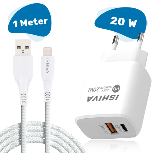 [G-435481] UFUZON Ishiva USB-C Adapter Ladegerät USB Stecker – Lightning USB Kabel – 20W