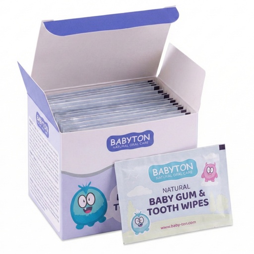 [G-220808] Babyton Baby Zahn- & Zahnfleischtücher 25 Stk, Fluoridfrei, Xylit, Einzeln
