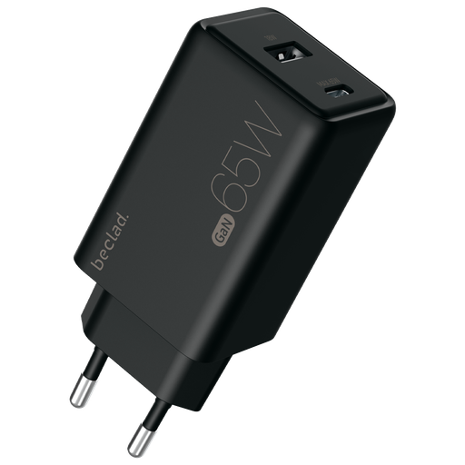 [G-650181] beclad. 65W 2 Port  Travel Adapter (C+A) BLACK BE-PT765BG-GR