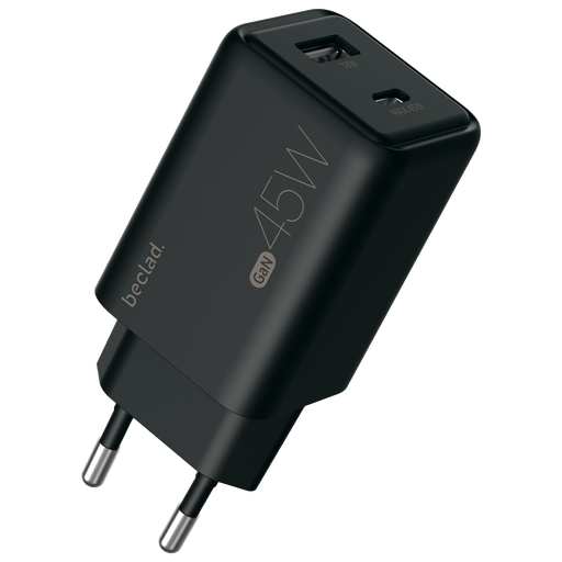 [G-585128] beclad. 45W 2 Port Travel Adapter (C+A Max 45W) BLACK BE-PT245BG-GR