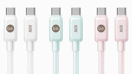 [G-221317] beclad. 60W C to C PVC+ Silicone Charging Cable White BE-PC360WG-GR