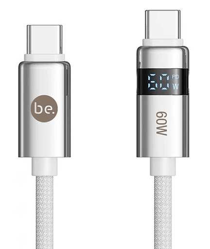 [G-313294] beclad. 60W C to C Cable with LED Display Silver BE-PC560SG-GR