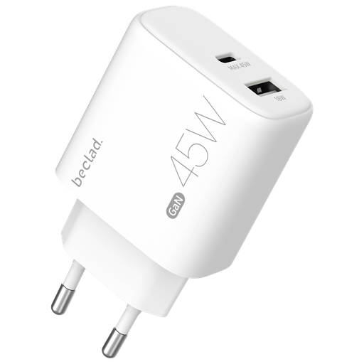 [G-844523] beclad. 45W 2 Port  Travel Adapter (C+A Max 20W) WHITE BE-PT745WG-GR