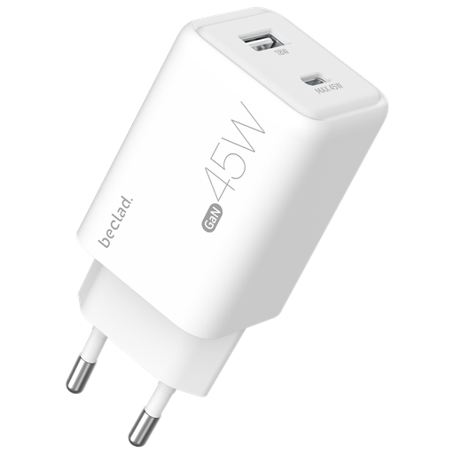 [G-140499] beclad. 45W 2 Port Travel Adapter (C+A Max 45W) WHITE BE-PT245WG-GR