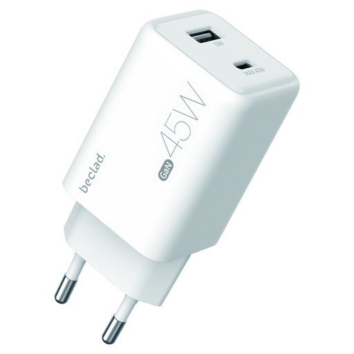 [G-140499] beclad. 45W 2 Port Travel Adapter (C+A Max 45W) WHITE BE-PT245WG-GR