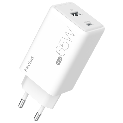 [G-511423] beclad. 65W 2 Port  Travel Adapter (C+A) WHITE BE-PT765WG-GR